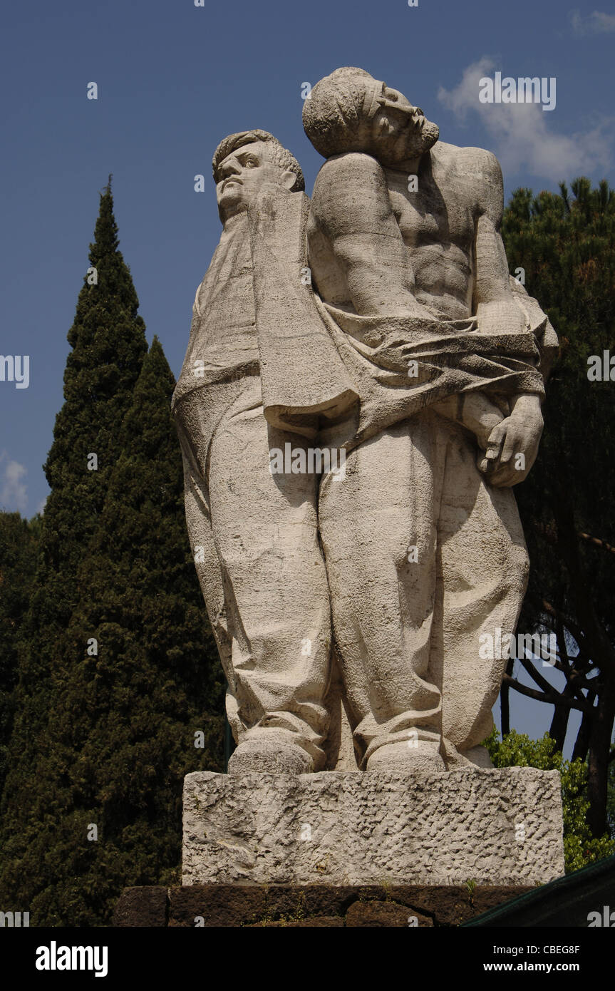 Mausoleum of the Fosse Ardeatine.  Statue. Rome. Italy. Stock Photo