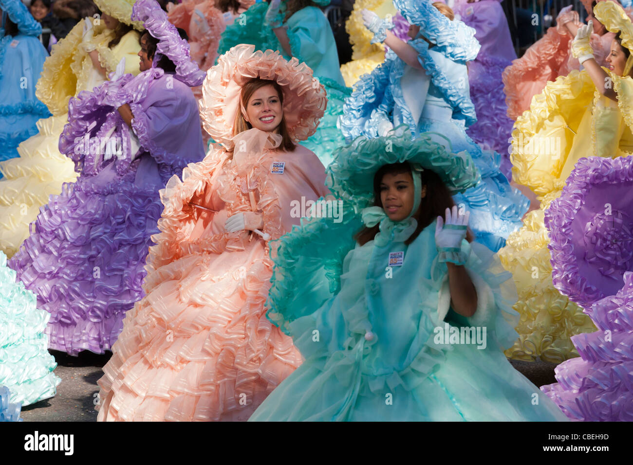 The Mobile Azalea Trail Maids perform during the 2011 Macy's Thanksgiving Day Parade in New York City. Stock Photo
