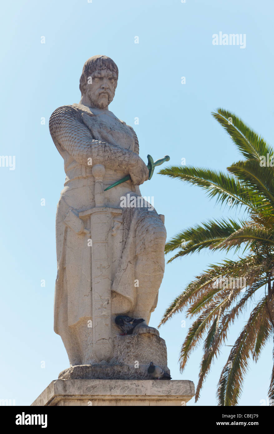 Tarifa, Cadiz Province, Spain. Statue of Guzman El Bueno. Stock Photo