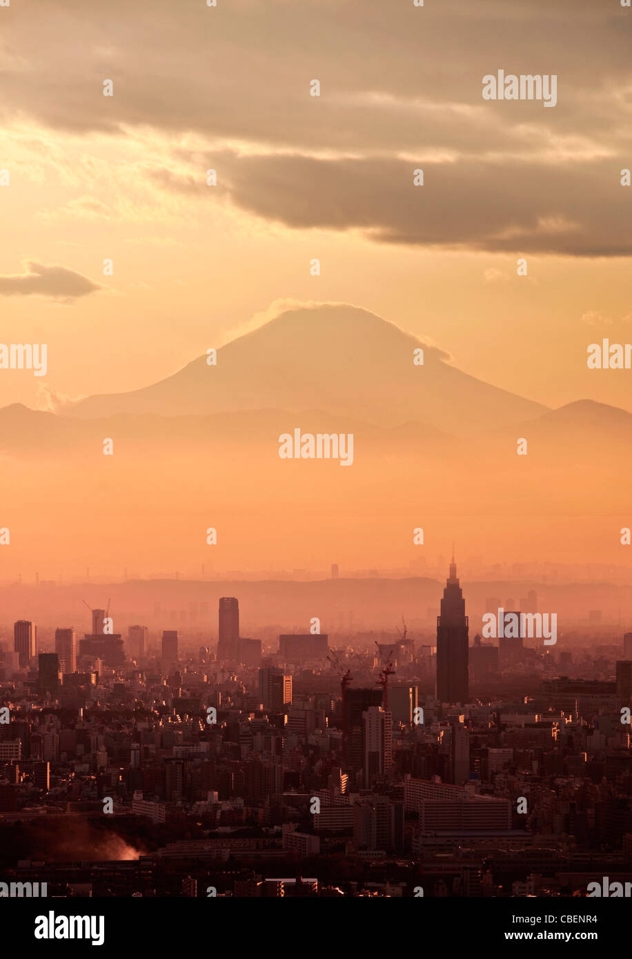 Mount Fuji view from the Sunshine City buiding in Tokyo (Japan) Stock Photo