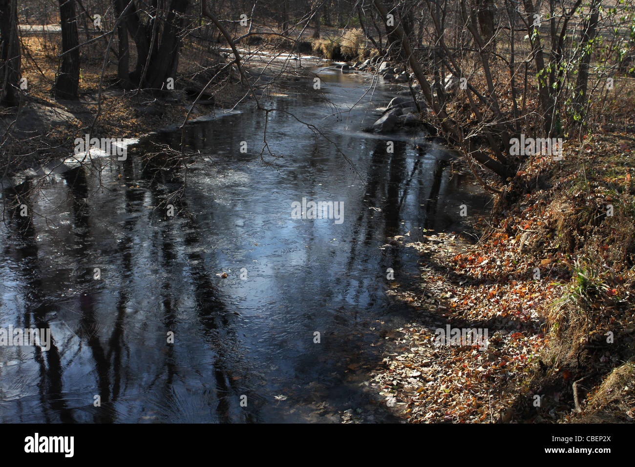 Minnehaha Creek in Minneapolis, Minnesota. Stock Photo