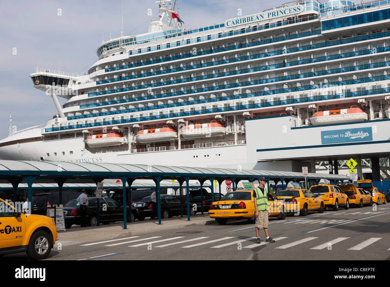 The Caribbean Princess at the Brooklyn Cruise Terminal in Brooklyn, New