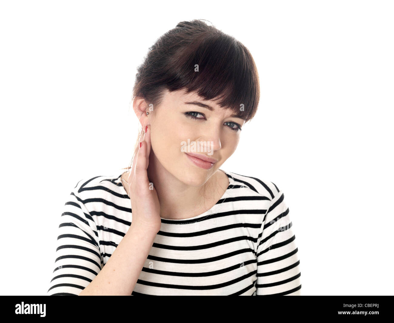 Young Woman with Neck Pain. Model Released Stock Photo - Alamy
