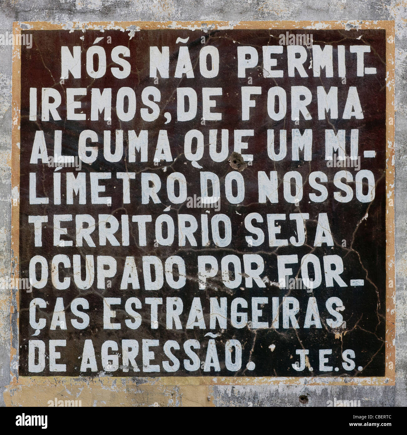 Communist Propaganda Message By President Dos Santos, Lubango, Angola Stock Photo