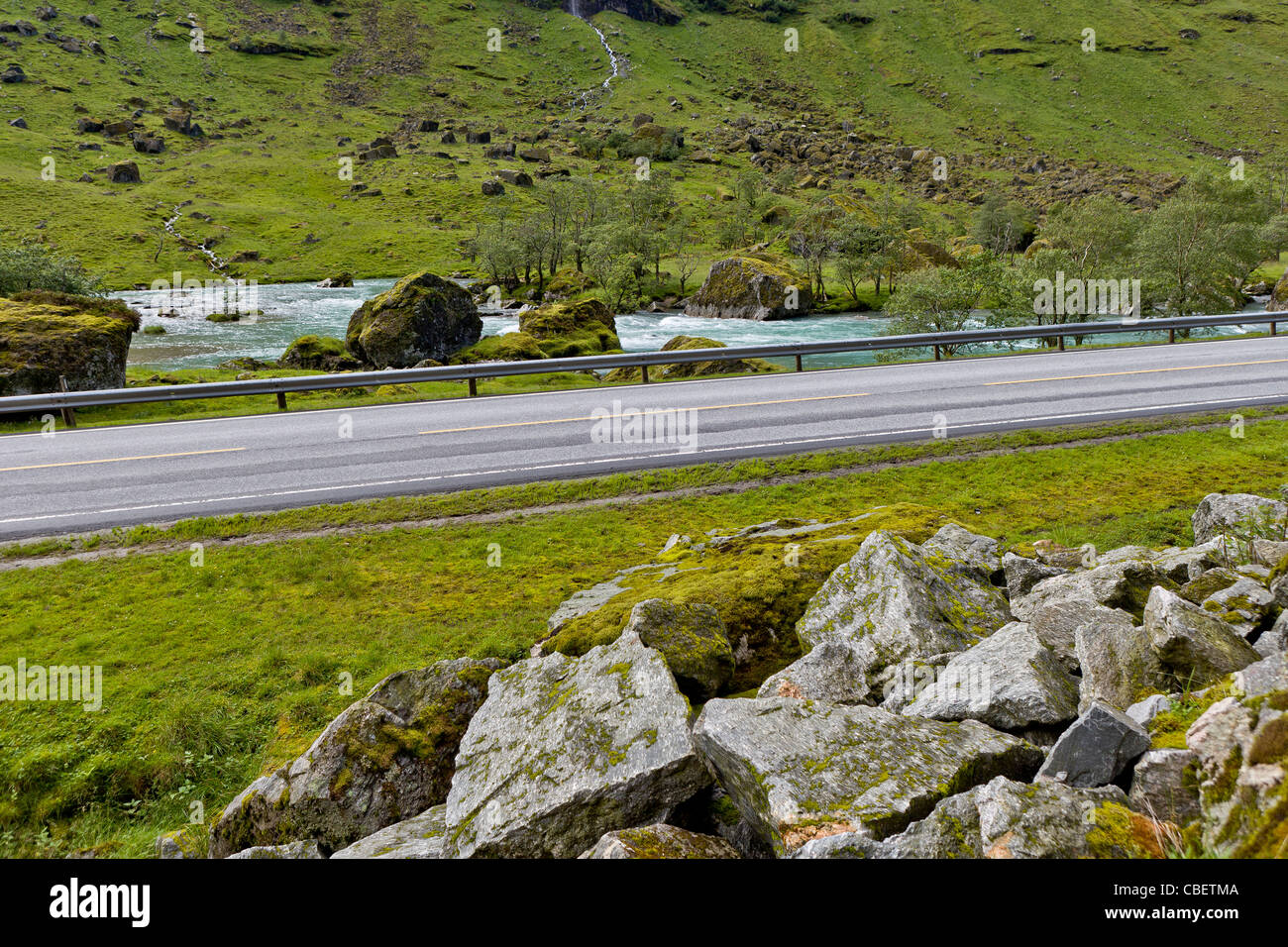 Road in summertime, Vatnedalen, Norway Stock Photo