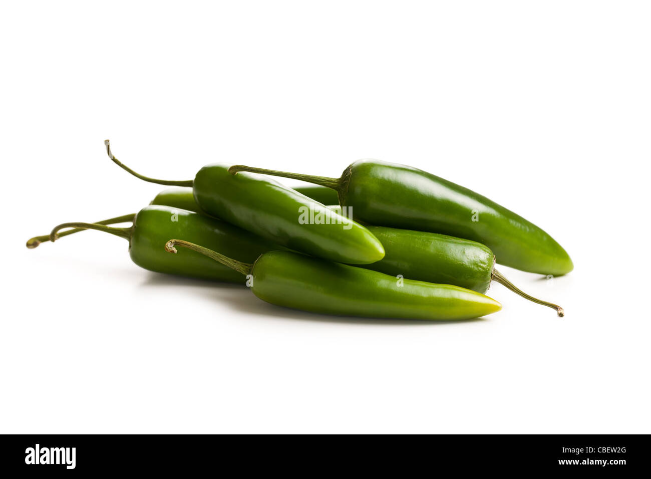 Jalapenos Chili Peppers on white background Stock Photo