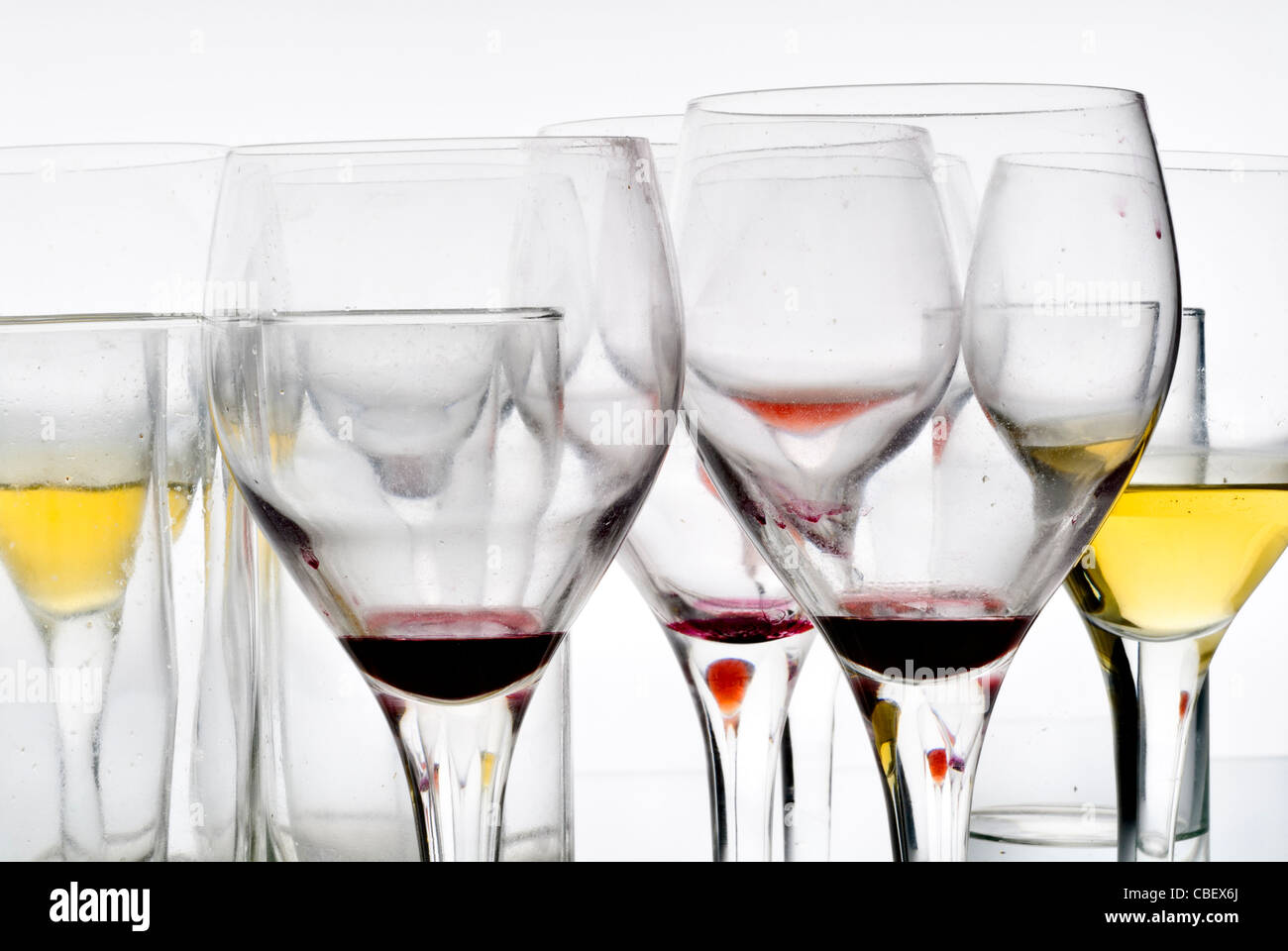 After party dirty empty wine glasses Stock Photo Alamy