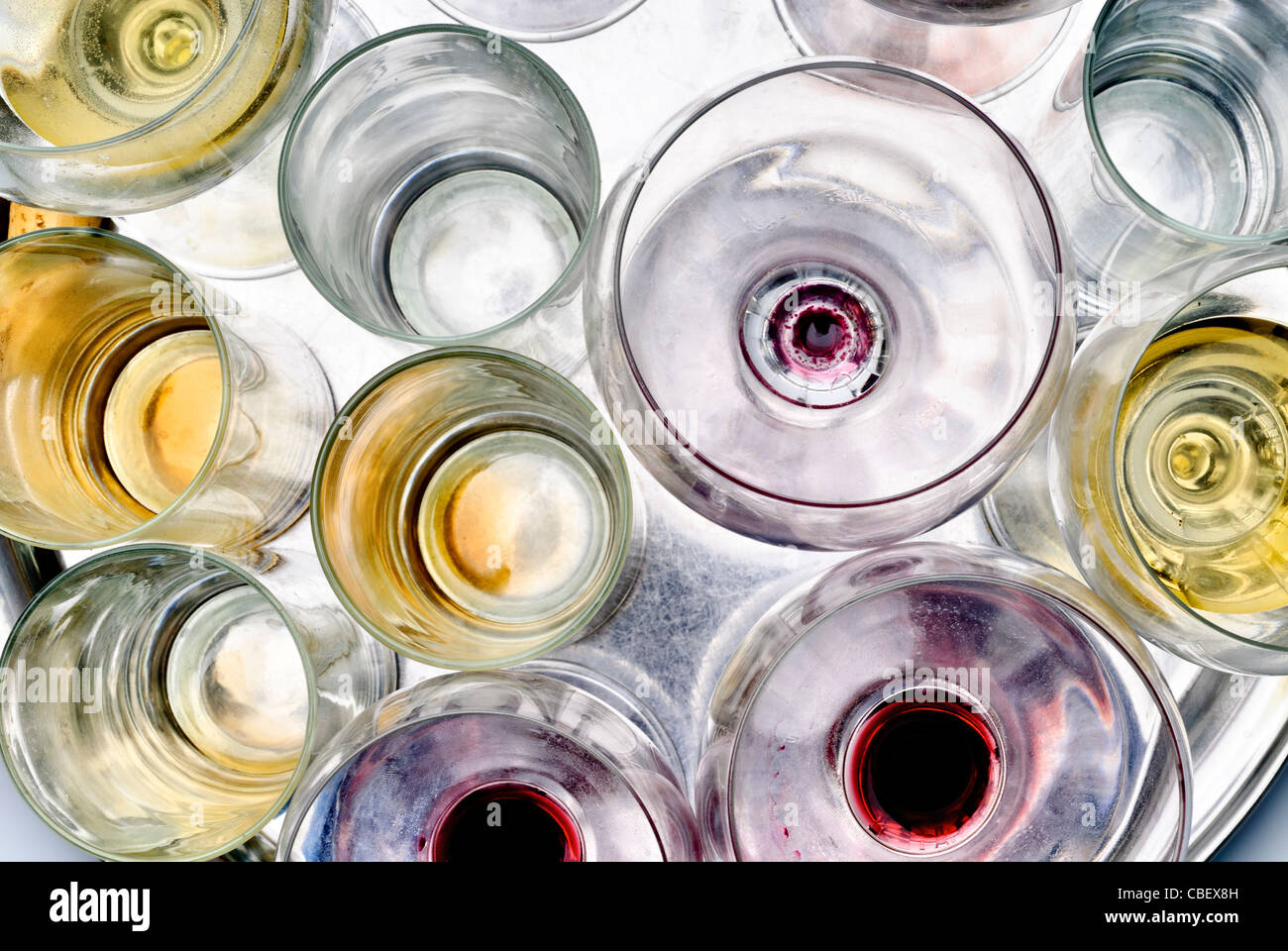 After party dirty empty wine glasses Stock Photo Alamy