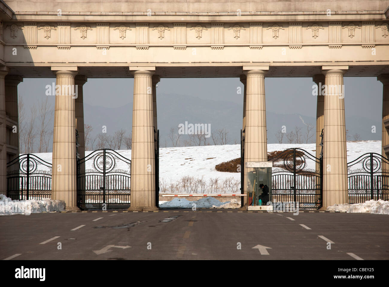 Monumental gates in a Chinese village near the Great Wall Stock Photo
