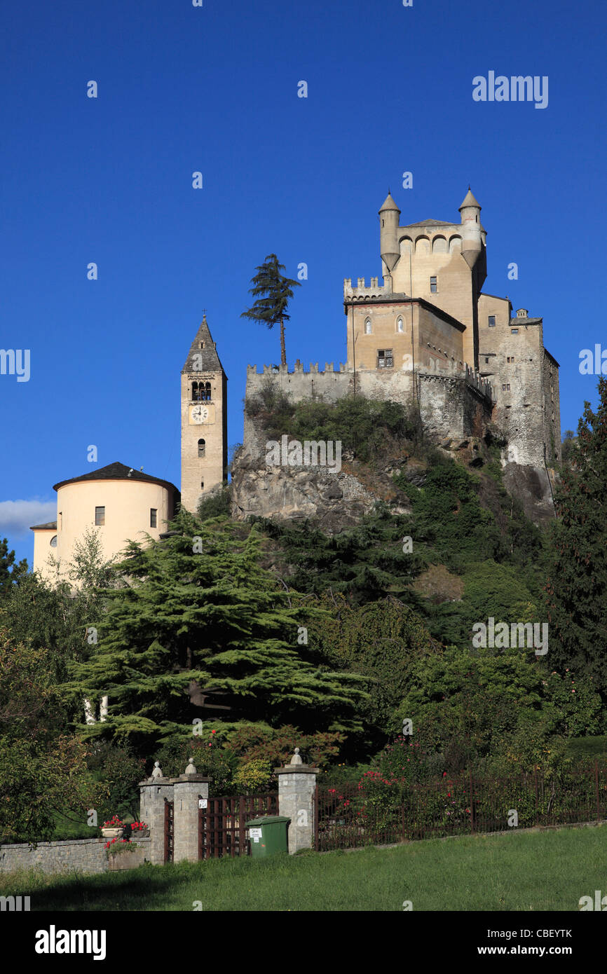 Italy, Aosta Valley, Saint Pierre, Castle, Stock Photo