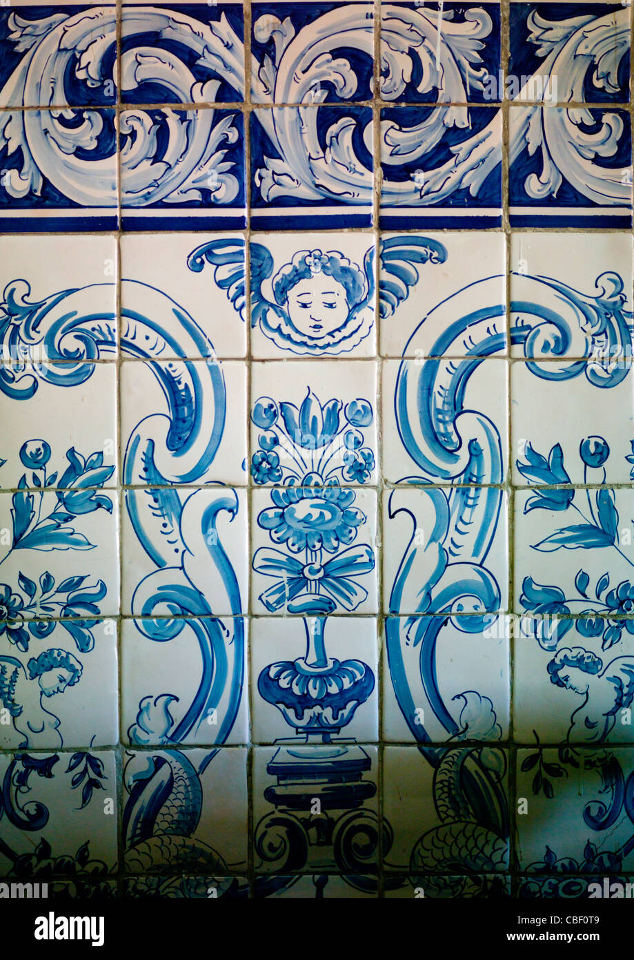 Azulejo Porcelain In A Church, Angola Stock Photo
