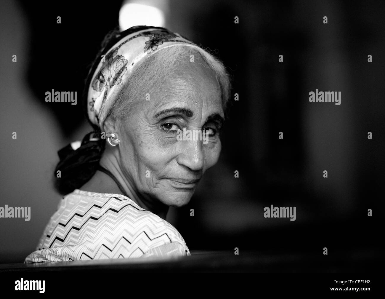 Old Woman In A Church, Benguela, Angola Stock Photo