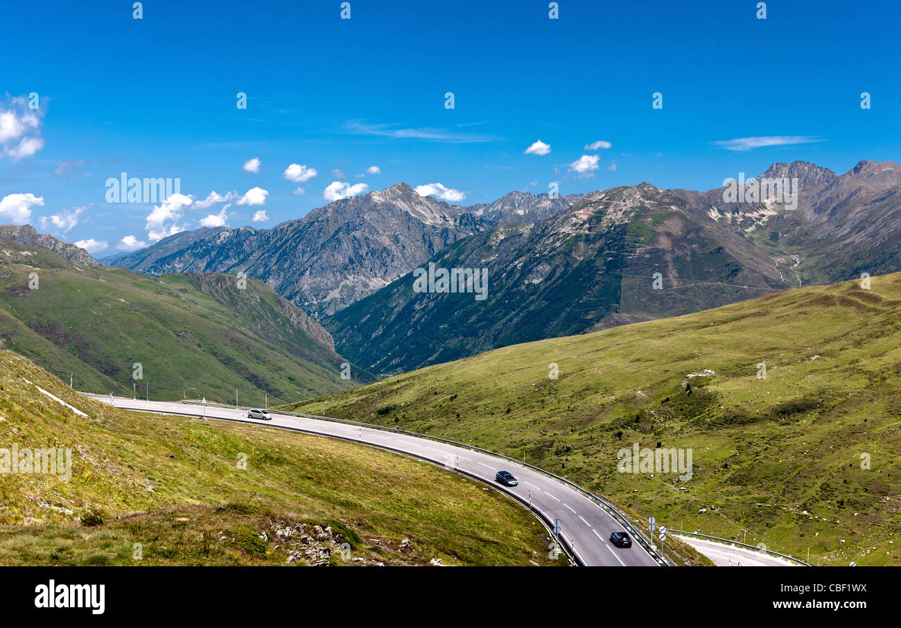 The Pyrenees mountains in Andorra, a principality between France and Spain which is ruled by both countries. Stock Photo