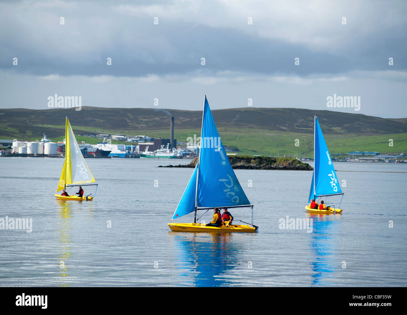 Taking advantage of calm weather in the Sound of Bressay, Shetland Islands, Scotland. SCO 7765. Stock Photo