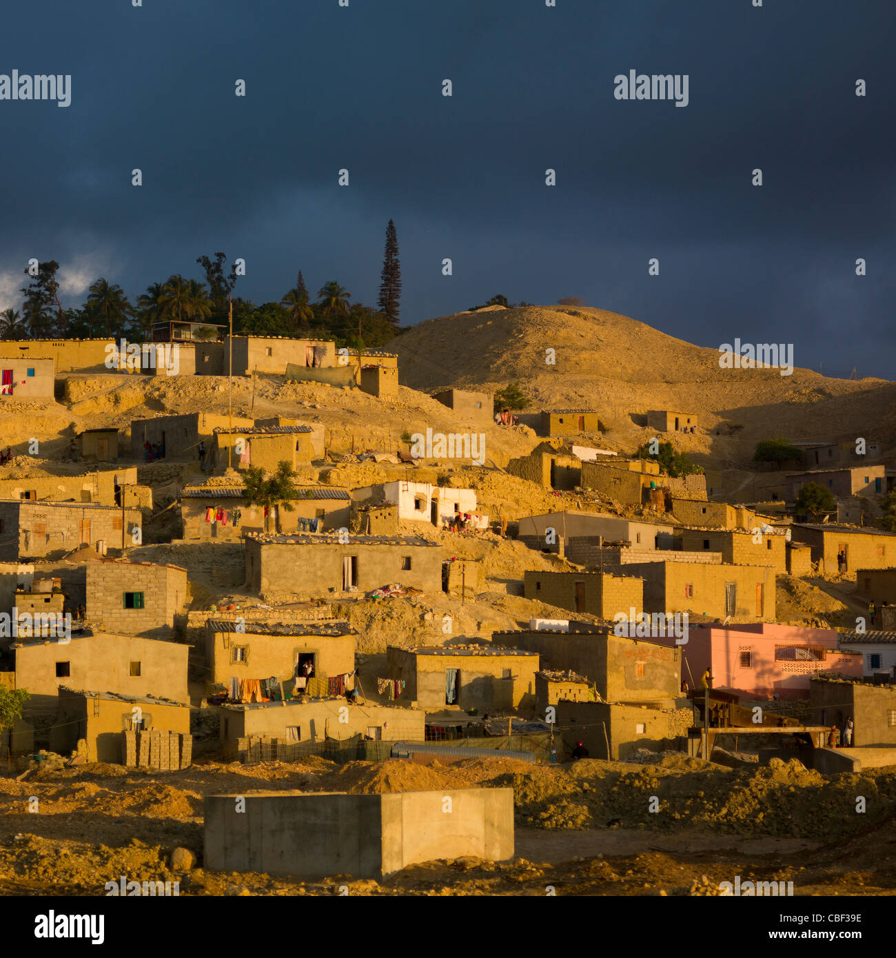 Suburbs Of Lobito At Sunset, Angola Stock Photo
