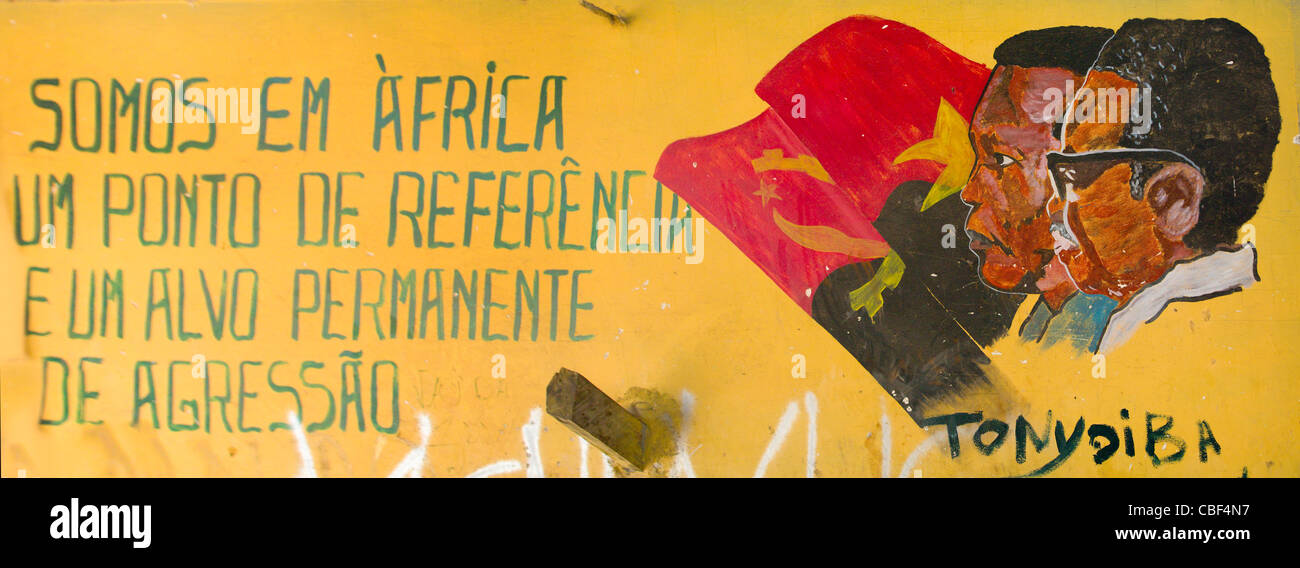 Old Communist Propaganda Painted On Walls, Namibe Town, Angola Stock