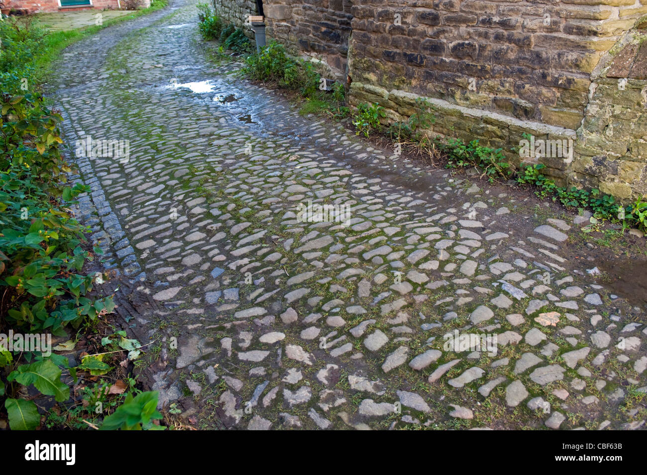 Victorian cobbled lane in Kington Herefordshire England UK Stock Photo