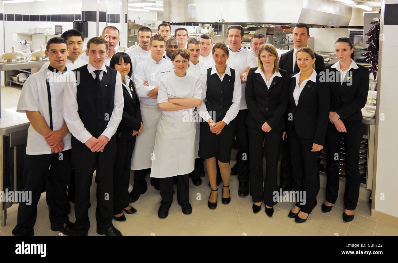 The Chef, Christophe Bacquié and his team., HOTEL DU CASTELLET,5 stud Relay and Castle in Provence 3001 Route des Hauts du camp Stock Photo