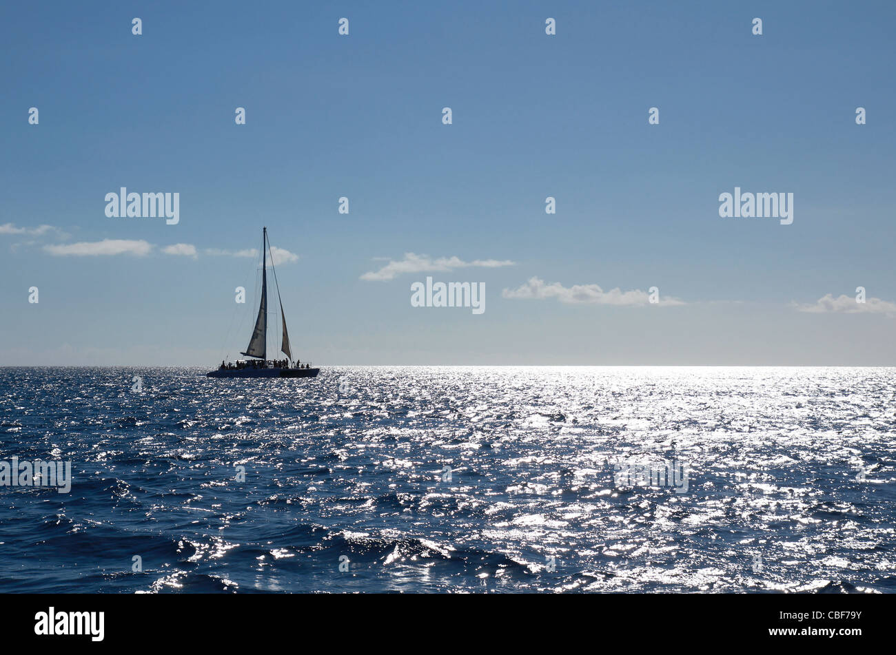 Sailing yacht in caribbean sea Stock Photo