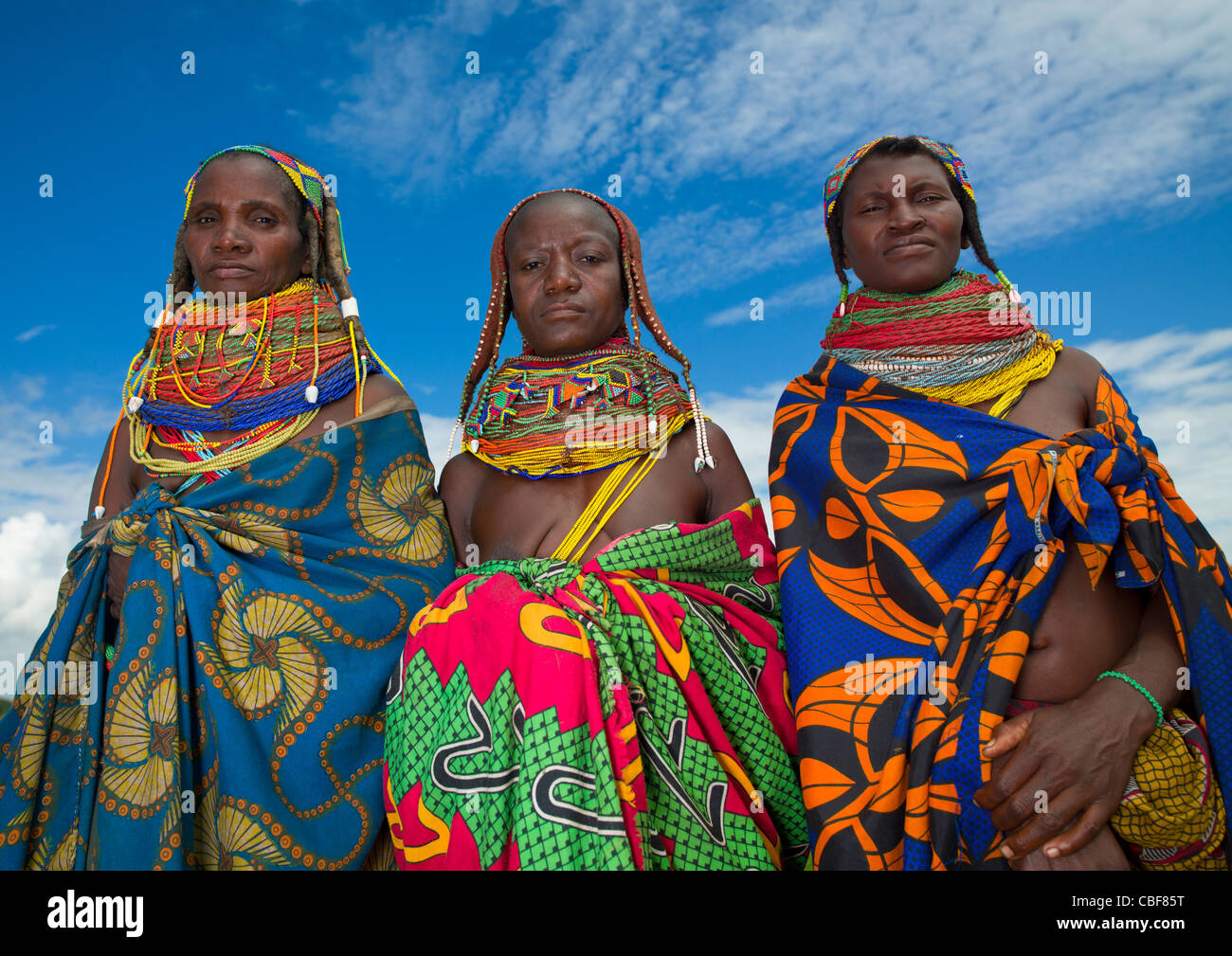 Mwila Women With Togas, Chibia Area, Angola Stock Photo