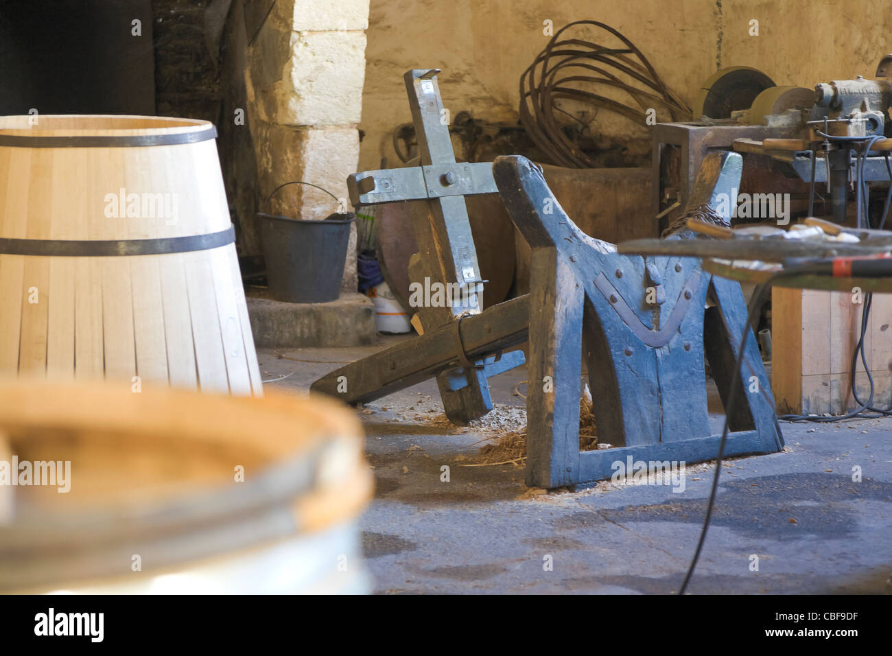 Cooperage tools used for the barrelmaking process., The Château