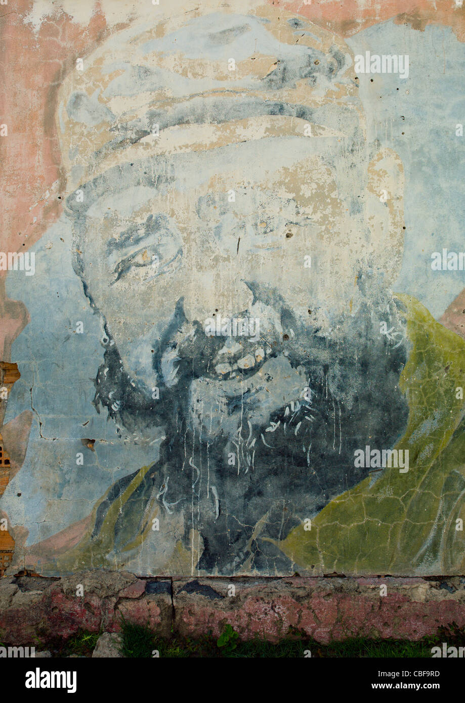 Old Communist Painting Representing Fidel Castro On A Wall