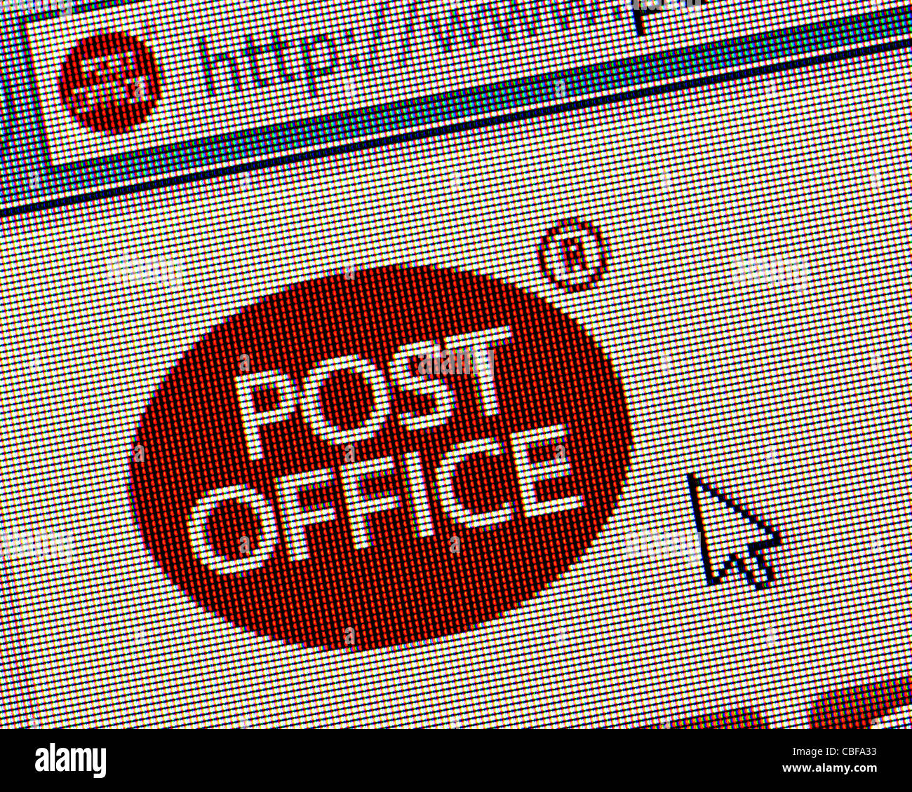 Post Office UK logo and website close up Stock Photo