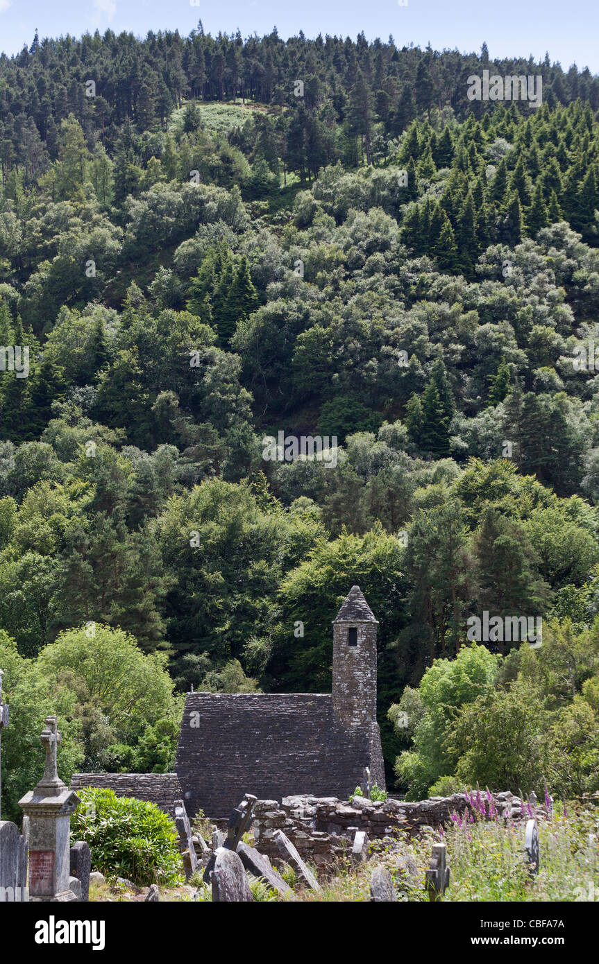 cemetery and St. Kevin's Church, Glendalough, County Wicklow, Ireland Stock Photo