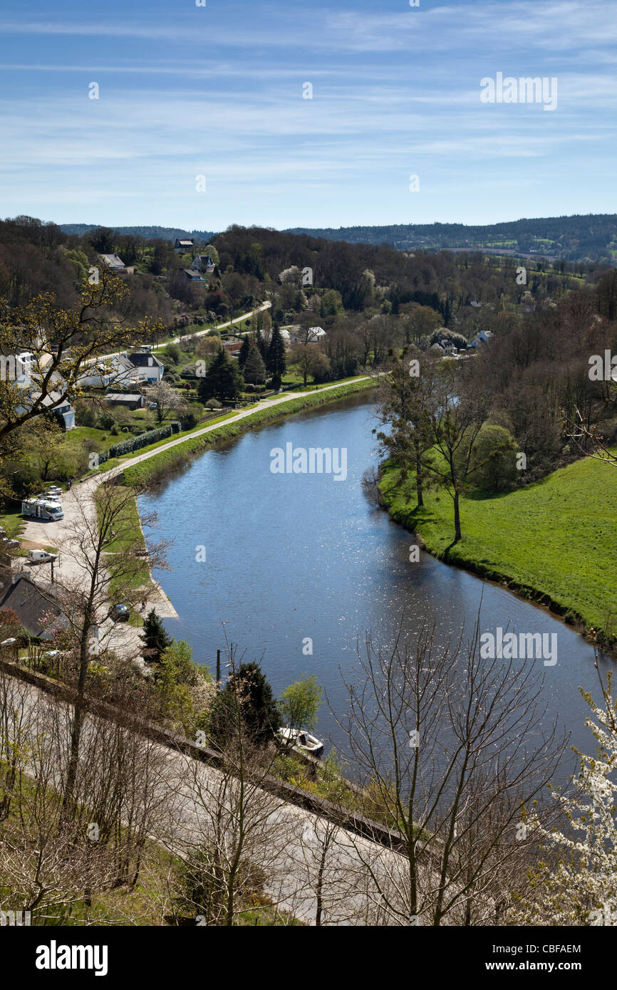 The Nantes Brest Canal at Chateauneuf du Faou, Brittany, France Stock Photo