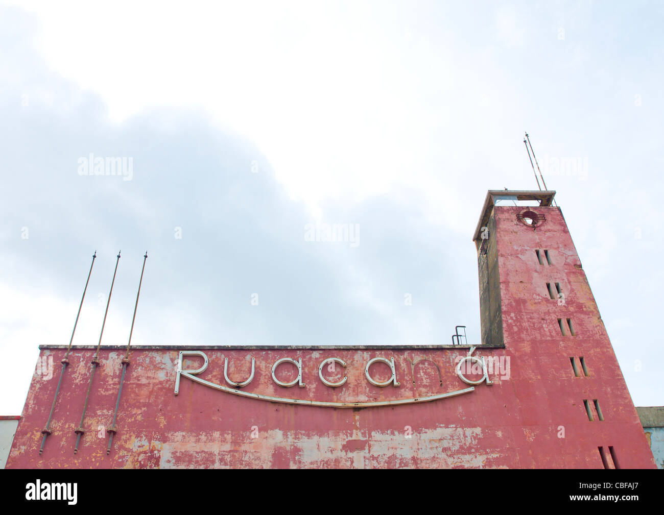 Old Dilapidated Cinema Theater In Huambo, Angola Stock Photo