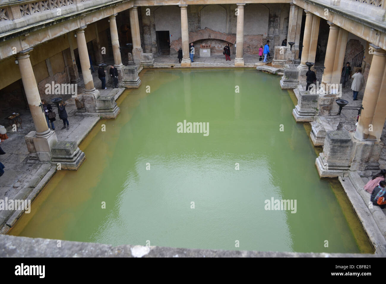 The Great Bath at BAth, Somerset — the entire structure above the level of the pillar bases is a later reconstruction. Stock Photo