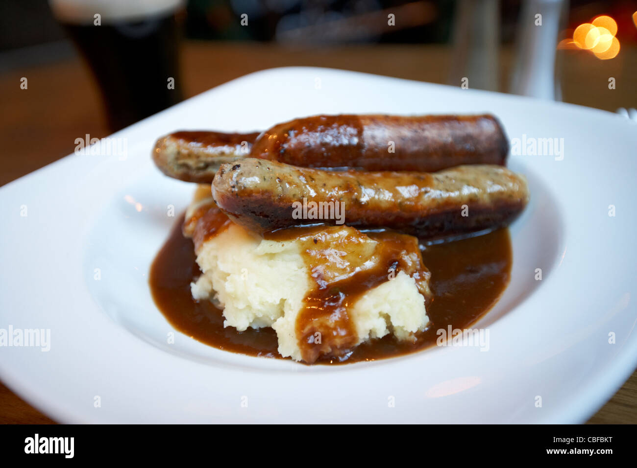 bangers and mash in a gastro pub in london england united kingdom uk