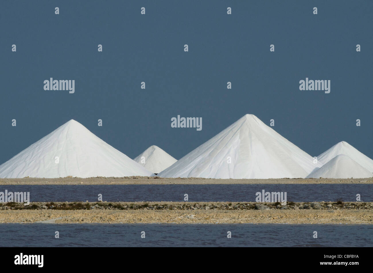 Salt mounds and Evaporation Ponds, Sea Salt Production Plant, Cargill