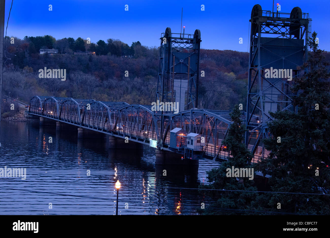 Stillwater Lift Bridge over the St. Croix River in Stillwater, Minnesota Stock Photo