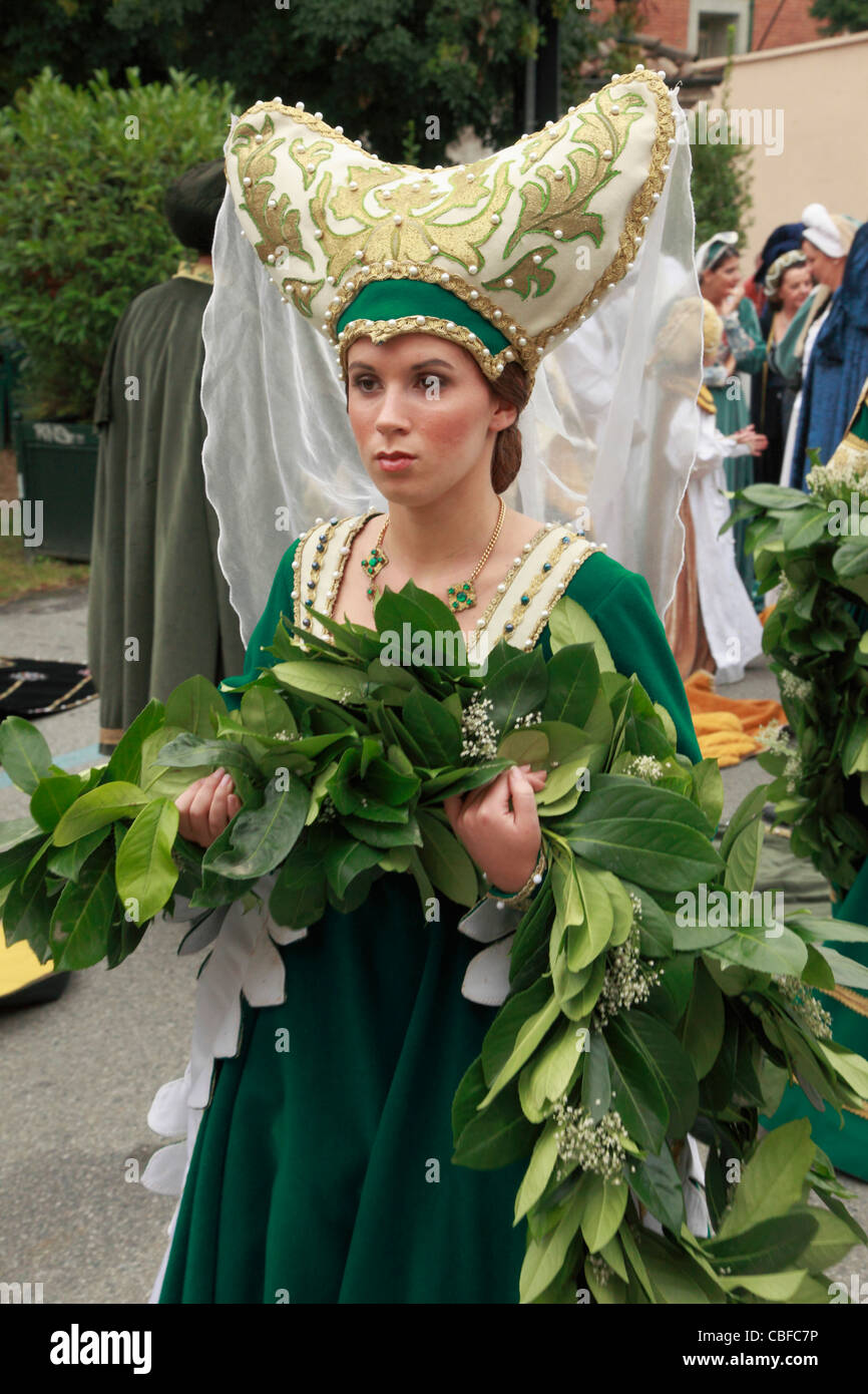 Italy, Piedmont, Asti, Palio, festival, people, historical costumes, Stock Photo