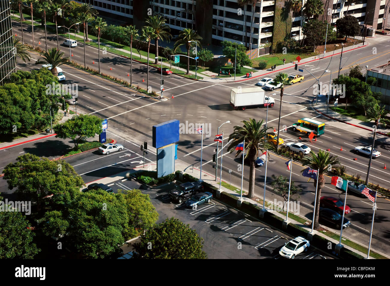 Busy intersection near LAX airport, Los Angeles, California Stock Photo