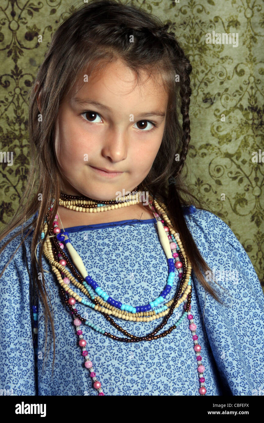 Native American Lakota Sioux Indian girl portrait Stock Photo - Alamy