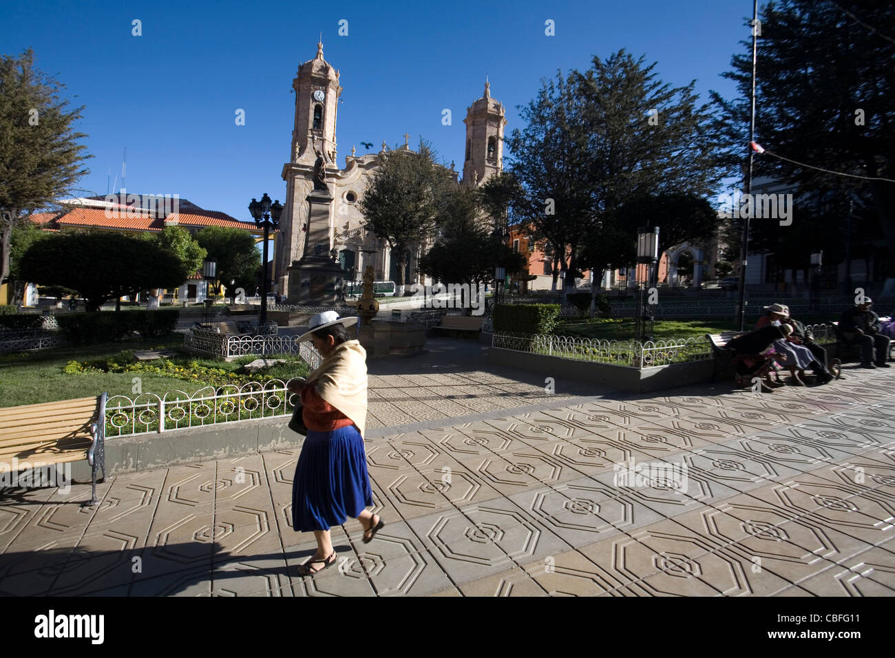 Main square with Cathedral Potosi Bolivia Stock Photo