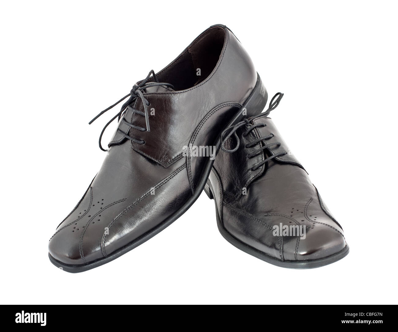 The black men's shoes on white background. Isolated Stock Photo - Alamy