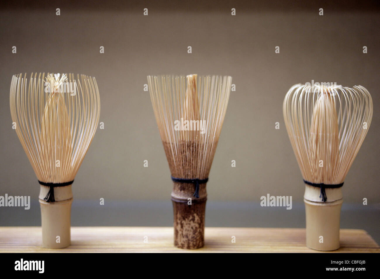 Bamboo tea whisk or "chasen" for the Japanese tea ceremony Stock Photo