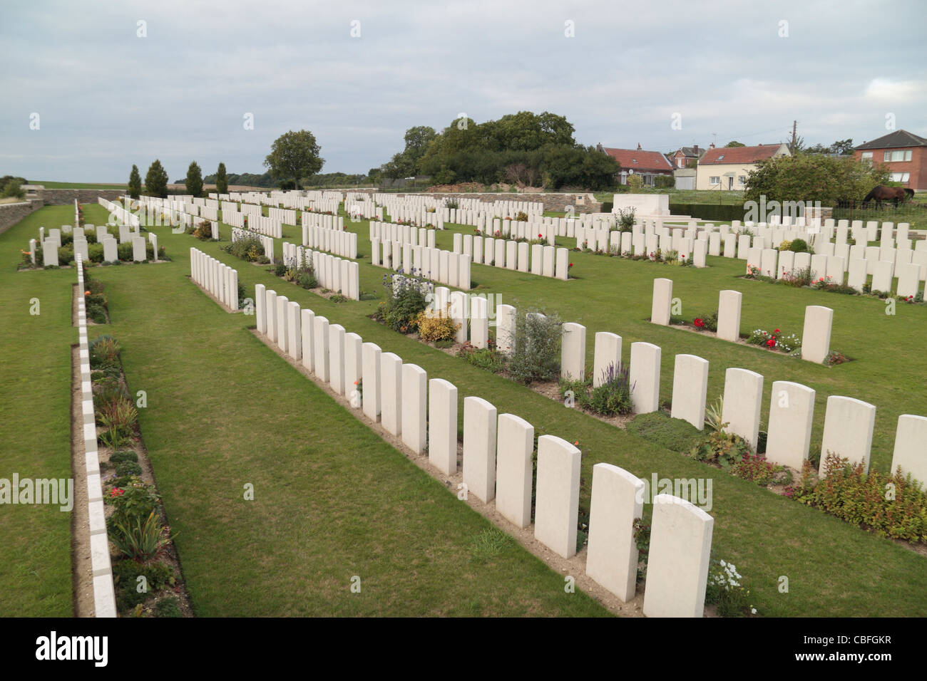 General view of the CWGC Bellicourt British Cemetery, Aisne, France. Stock Photo
