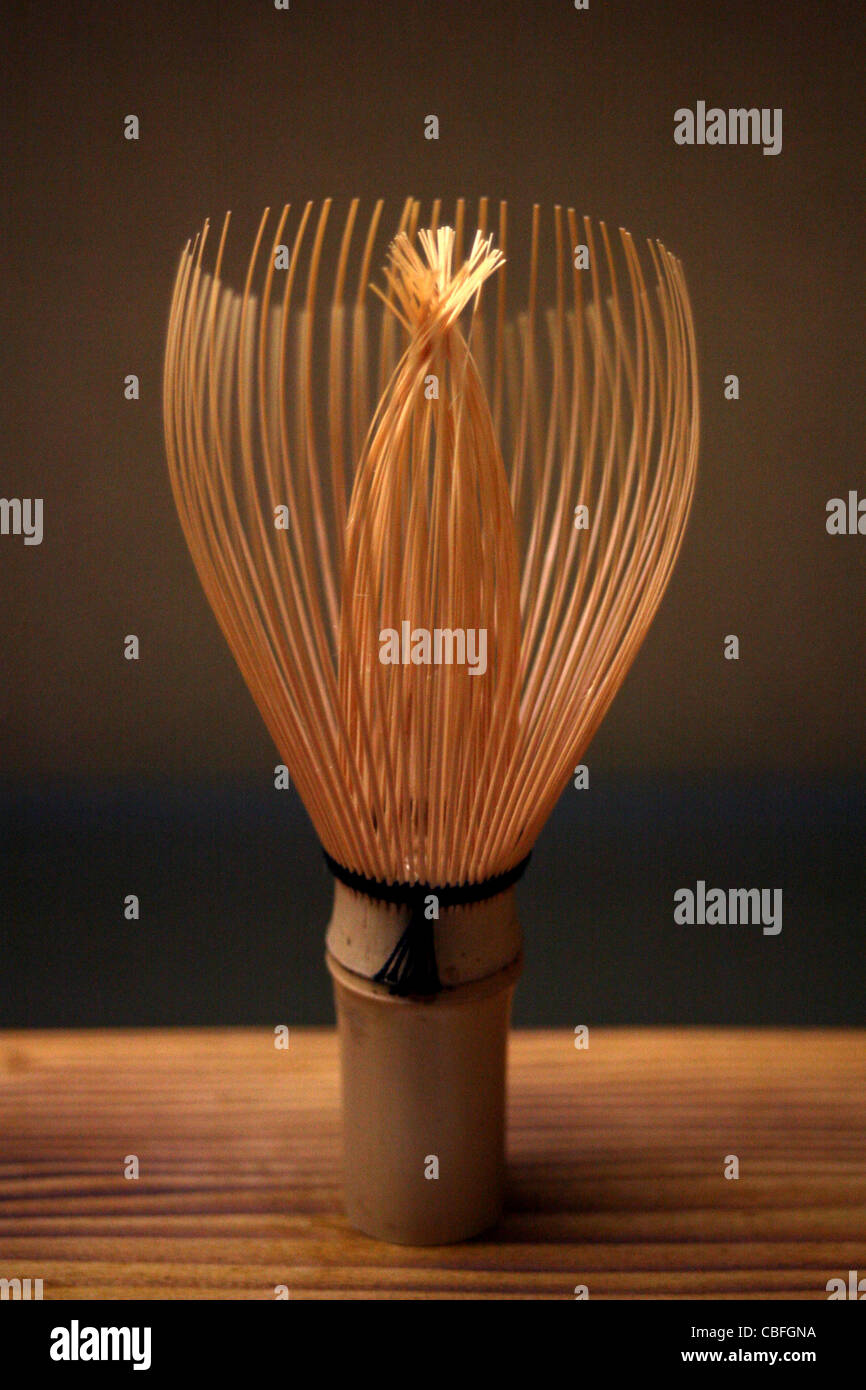 Bamboo tea whisk or "chasen" for the Japanese tea ceremony Stock Photo