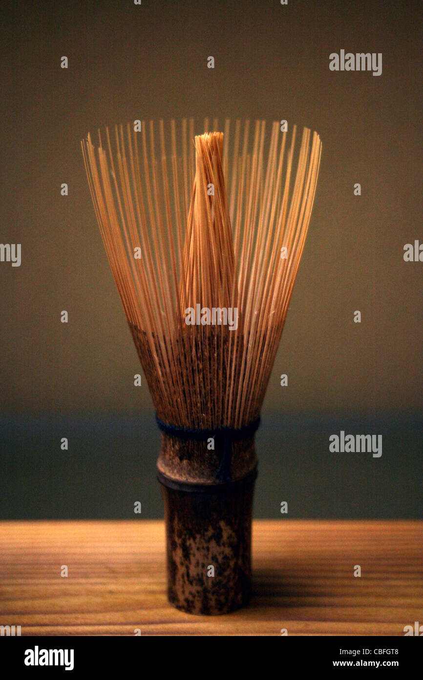 Bamboo tea whisk or "chasen" for the Japanese tea ceremony Stock Photo Alamy