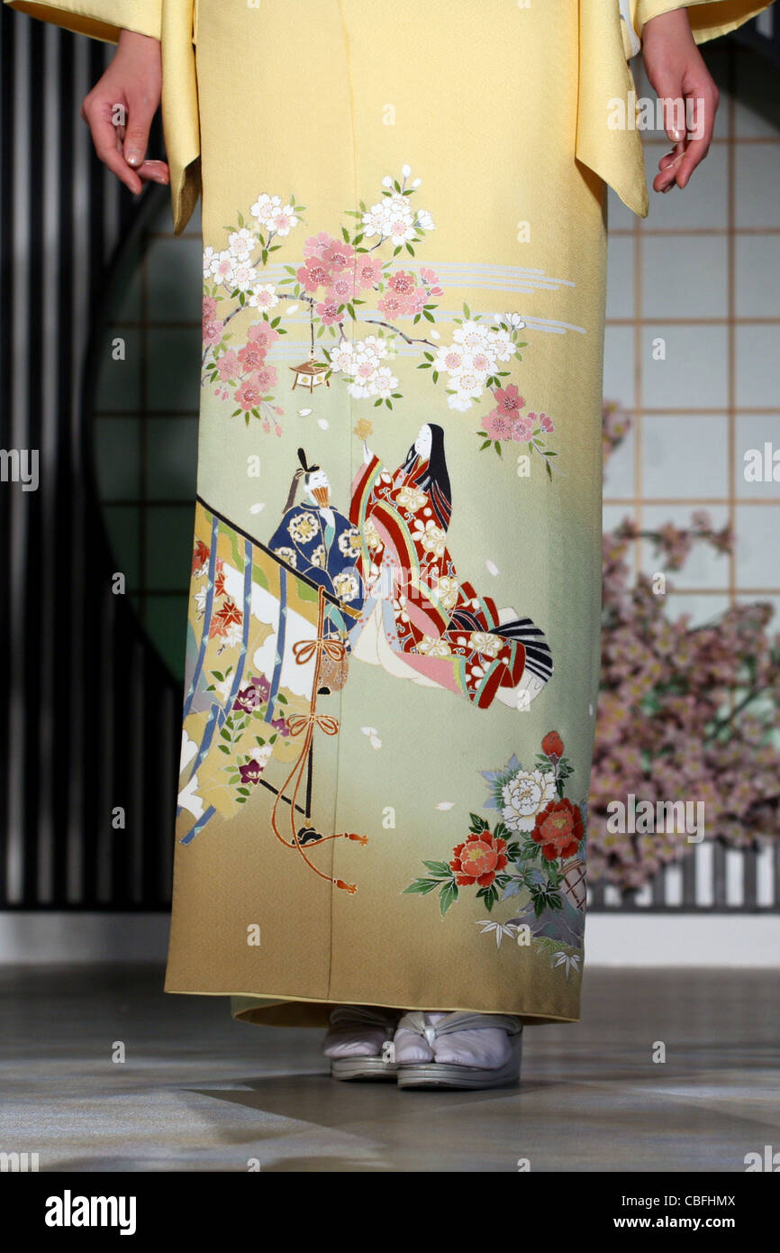 Kimono inspired in Genji monogatari japanese novel. Stock Photo