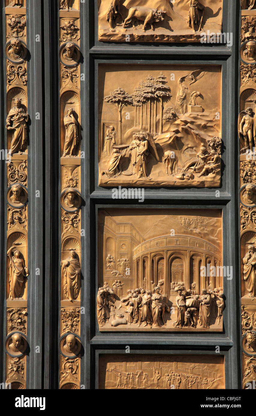 Italy, Tuscany, Florence, Baptistry, east door, Gate of Paradise, Stock Photo