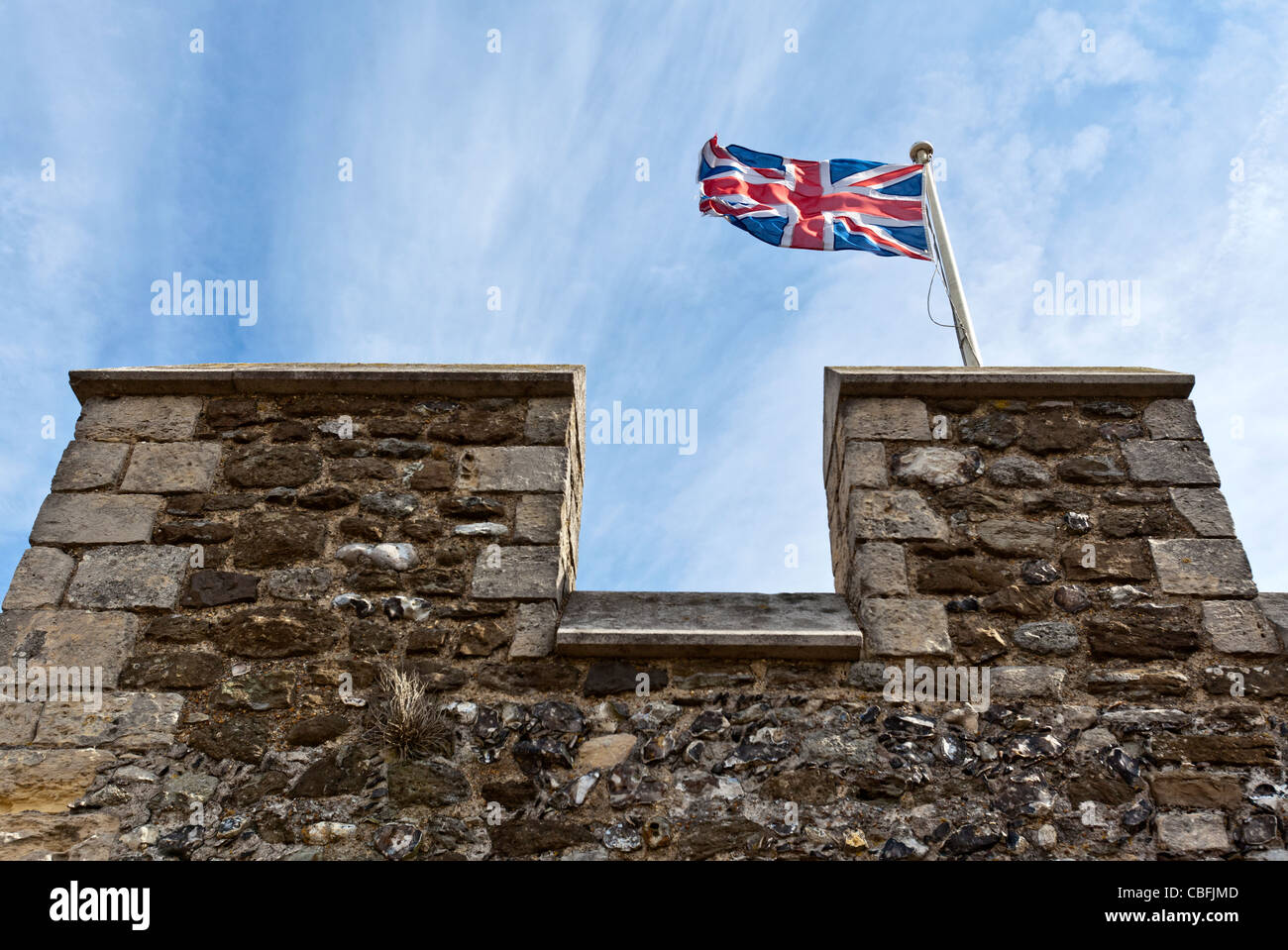 The British Flag, the "Union Jack" flies atop the Great Tower, Dover