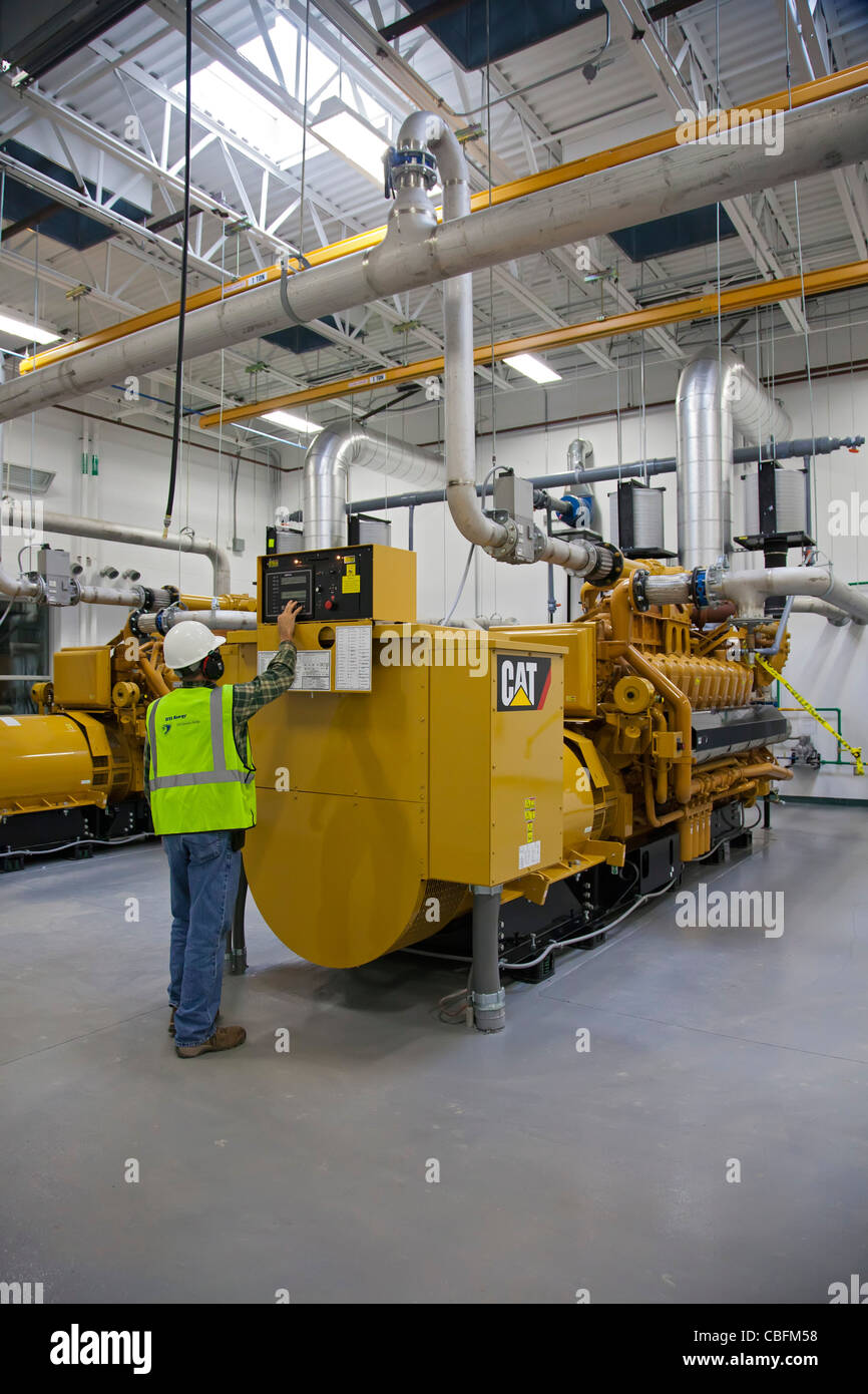 Engines Burn Landfill Gas to Generate Electricity Stock Photo