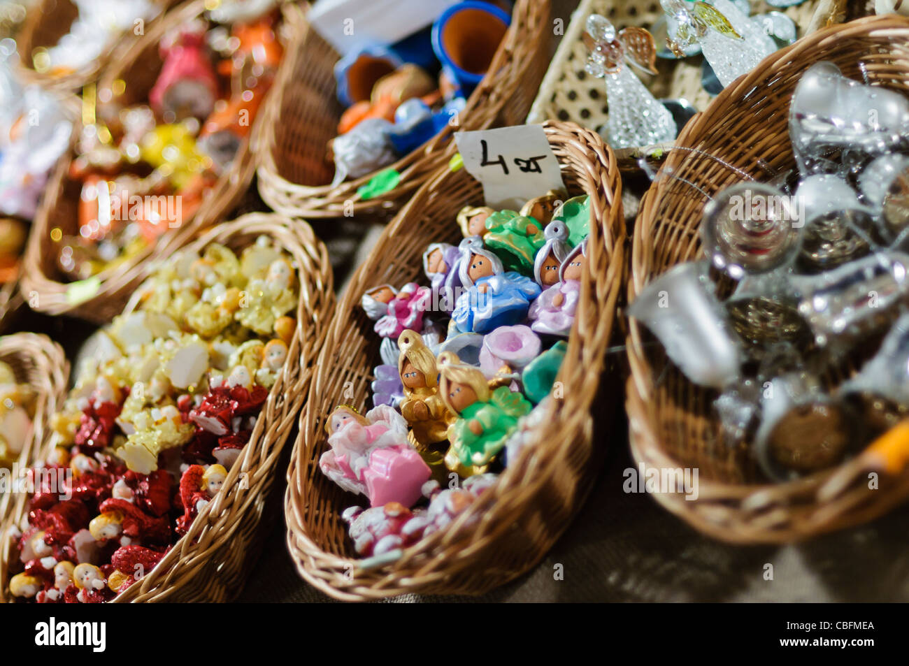 Christmas decorations on sale at the Christmas Market, Krakow Stock