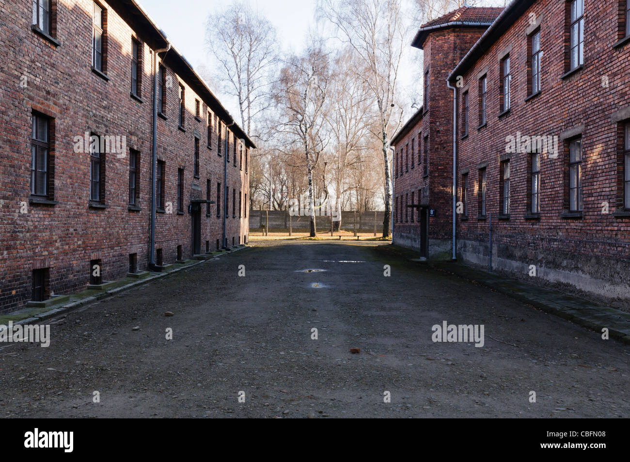 Electric fence at Auschwitz nazi concentration camp Stock Photo