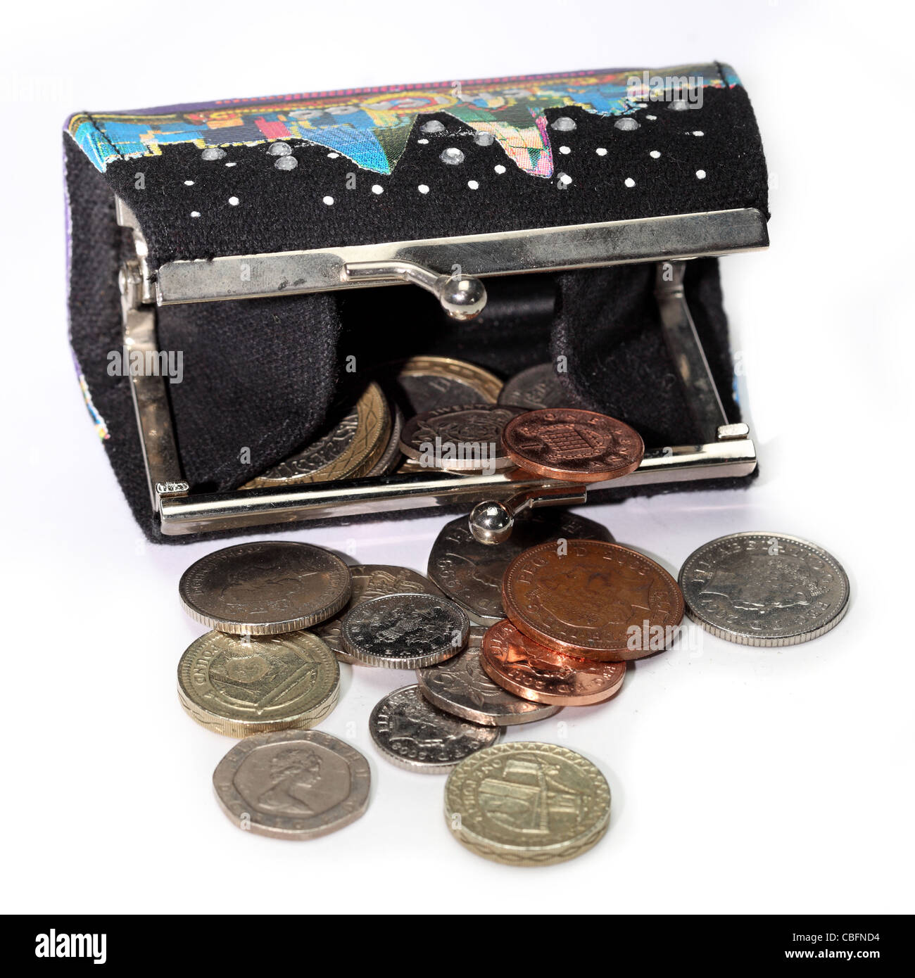purse money currency cash coins Stock Photo